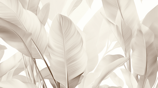 Beige Leaf Wallpaper | Monochrome - Carving wallpaper