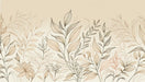Beige Leaf Wallpaper Mural | Artistic Composition of Beige Leaf Lines - Carving wallpaper