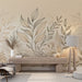 Beige Leaf Wallpaper Mural | Artistic Composition of Beige Leaf Lines - Carving wallpaper