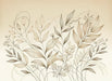 Beige Leaf Wallpaper Mural | Beige Leaf Line Art - Carving wallpaper