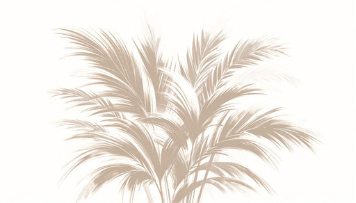 Beige leaf wallpaper mural | Japanese style palm leaves with writing style - Carving wallpaper