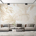 Beige Leaf Wallpaper Mural | Large Leaf - Carving wallpaper