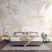 Beige Leaf Wallpaper Mural | Large Leaf - Carving wallpaper