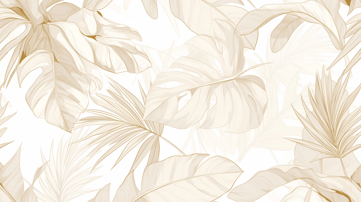 Beige Leaf Wallpaper Mural | Large Leaf - Carving wallpaper