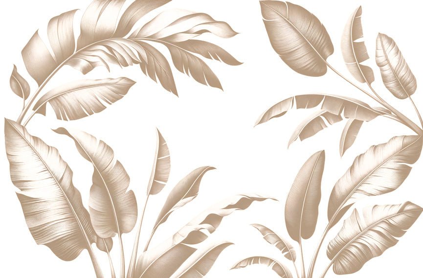 Beige leaf wallpaper mural | Random banana leaves - Carving wallpaper