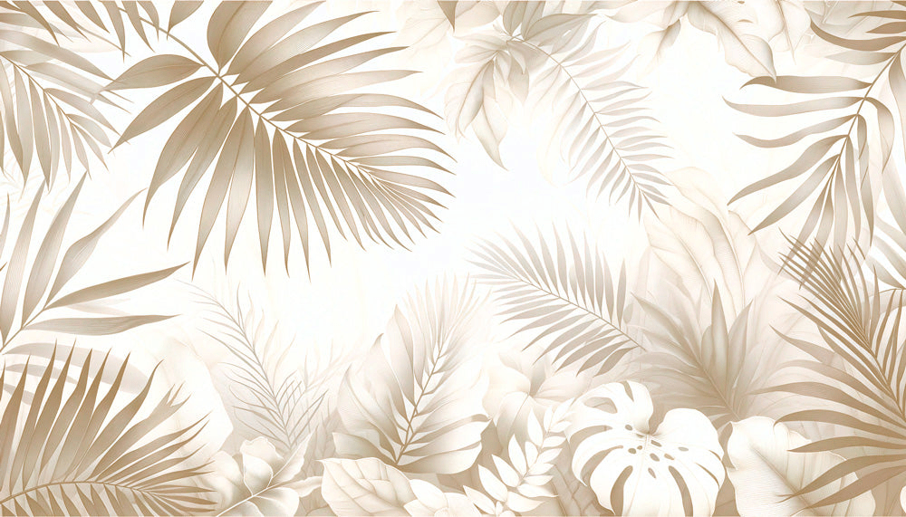 Beige leaf wallpaper with soft colors in the forest of leaves - Carving wallpaper