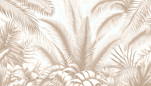 Beige Palm Leaf Wallpaper Mural | Tropical Botanical Jungle Theme | Minimalist Nature Decor