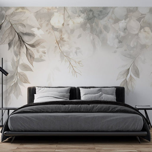 Beige vegetation wallpaper mural | Fallen branches - Carving wallpaper