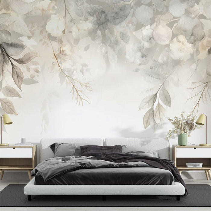 Beige vegetation wallpaper mural | Fallen branches - Carving wallpaper
