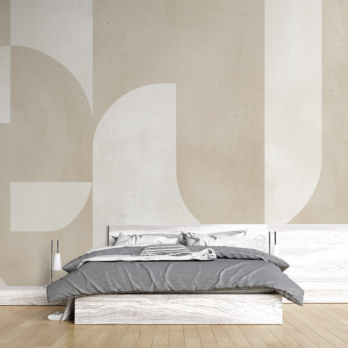 Beige wallpaper mural | Circular art - Carving wallpaper