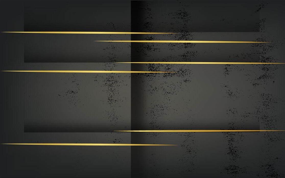 Black and gold lines wallpaper mural | simple fashion with mottled texture - Carving wallpaper