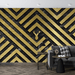 Black and gold lines wallpaper murals | geometric lines deer head, showing luxury atmosphere - Carving wallpaper