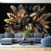 Black and Gold Wallpaper Mural | Composition of Tropical Leaves in Gold and Black - Carving wallpaper