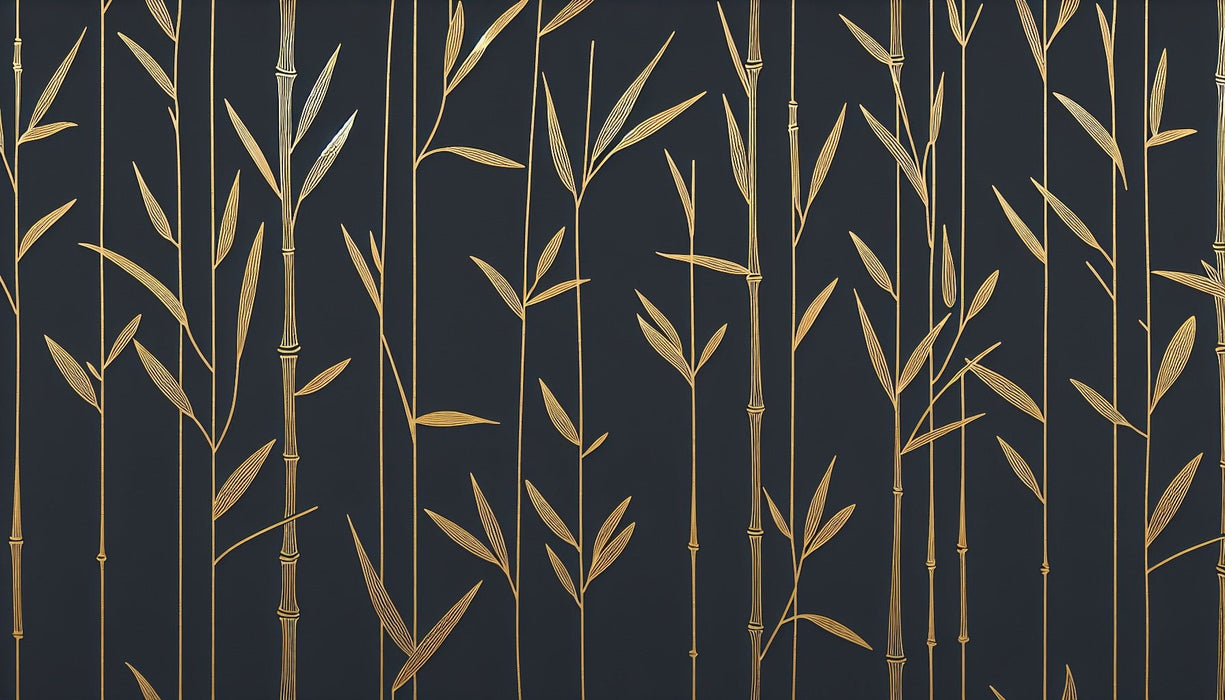 Black and Gold Wallpaper Mural | Fine and Gold Bamboo Pole - Carving wallpaper