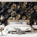 Black and gold wallpaper murals | Gold and black floral decorations - Carving wallpaper