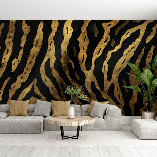 Black and gold wallpaper murals | Gold grooves - Carving wallpaper