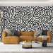 Black and white abstract line wallpaper mural | Black and white color scheme - Carving wallpaper