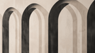 Black and white arch geometric wallpaper mural | Black, white, beige - Carving wallpaper