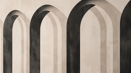 Black and white arch geometric wallpaper mural | Black, white, beige - Carving wallpaper