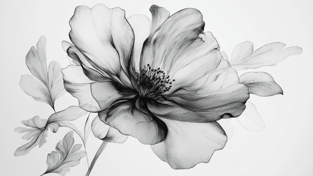 Black and white floral wallpaper mural | endowing the bedroom with artistic soul - Carving wallpaper