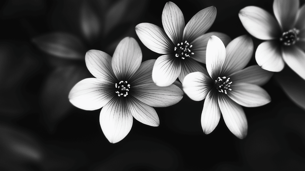 Black and white floral wallpaper mural | Flowers presented in black and white - Carving wallpaper