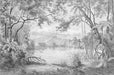 Black and white forest mural | Jungle wallpaper - Carving wallpaper