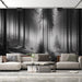 Black and white forest wallpaper mural | Trees stand tall - Carving wallpaper