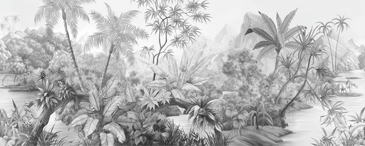Black and white jungle wallpaper, mountain jungle - Carving wallpaper