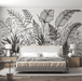 Black and white leaf wallpaper | Artistic composition of various leaf lines - Carving wallpaper