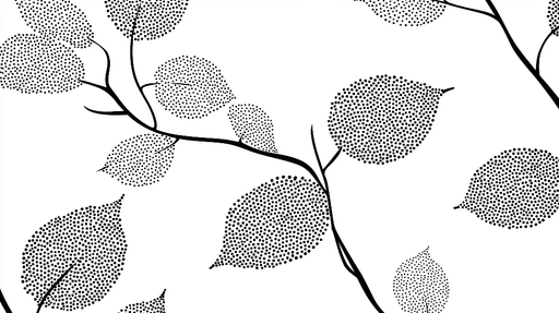 Black and white leaf wallpaper mural | Black and white polka dot leaves - Carving wallpaper
