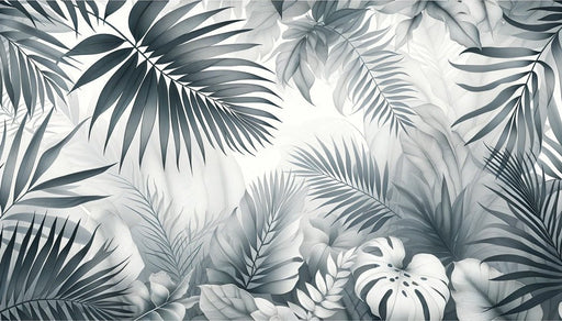 Black and white leaf wallpaper mural | Soft colored forest of leaves - Carving wallpaper
