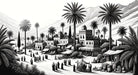 Black and white Middle Eastern style wallpaper mural | Middle Eastern town - Carving wallpaper
