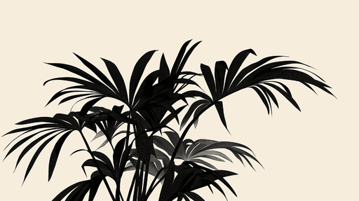 Black and white palm leaf wallpaper mural | Tropical style - Carving wallpaper