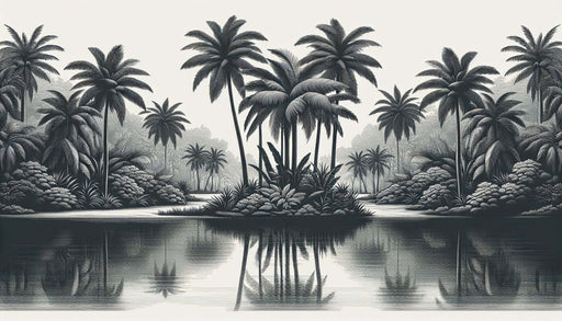 Black & White Palm Tree Wallpaper Mural – Tropical Elegance for Bedroom & Living Room