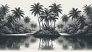 Black and white palm tree wallpaper mural | Tropical style - Carving wallpaper