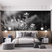 Black and white plant flower wallpaper mural | Nordic style black and white - Carving wallpaper
