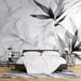 Black and white plant leaf wallpaper mural | Artistic illustration style - Carving wallpaper