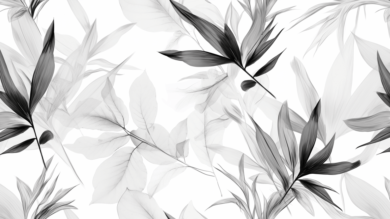Black and white plant leaf wallpaper mural | Artistic illustration style - Carving wallpaper
