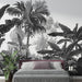 Black and white wallpaper | Coconut and banana trees - Carving wallpaper