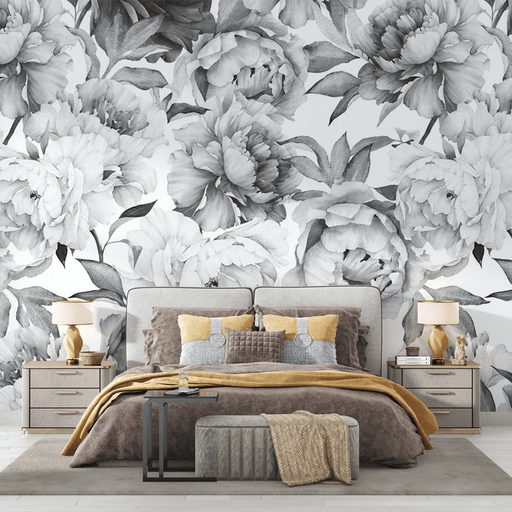 Black and white wallpaper flower - Carving wallpaper