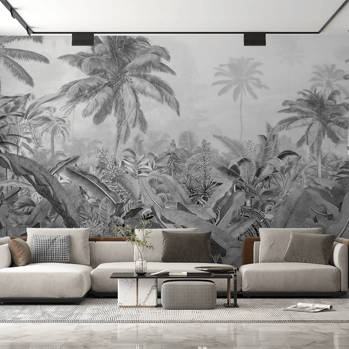 Black and white wallpaper panoramic jungle - Carving wallpaper