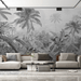 Black and white wallpaper panoramic jungle - Carving wallpaper