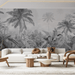 Black and white wallpaper panoramic jungle - Carving wallpaper