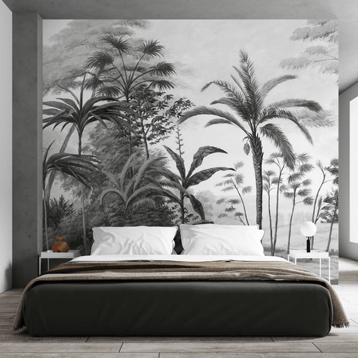Black and white wallpaper, trees and vegetation - Carving wallpaper