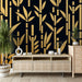 Black gold bamboo wallpaper mural | Geometric plants - Carving wallpaper