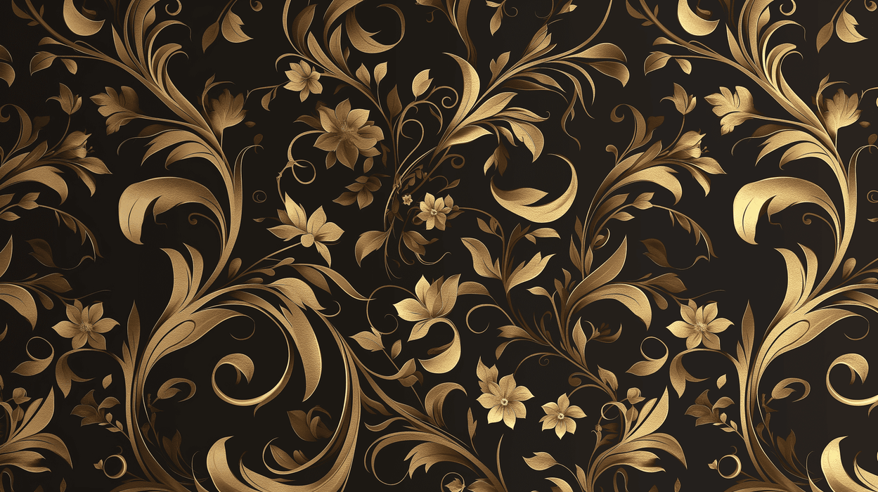 Black Gold European Pattern Wallpaper Mural | Retro Flowers - Carving wallpaper