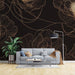 Black gold floral line wallpaper mural | Abstract floral patterns - Carving wallpaper