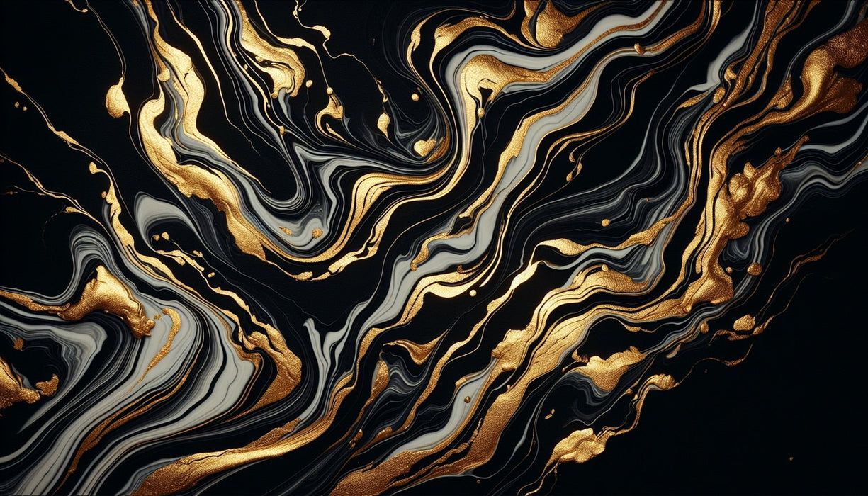 Black Gold Fluid Wallpaper Mural | Modern Abstract - Carving wallpaper