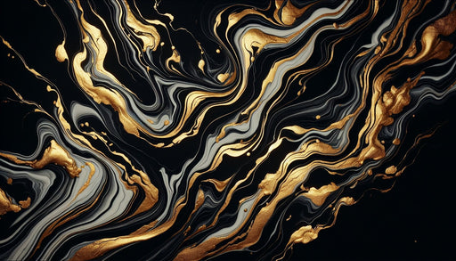 Black Gold Fluid Wallpaper Mural | Modern Abstract - Carving wallpaper