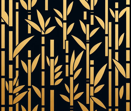 Black Gold Geometric Bamboo Wallpaper Mural - Luxe Botanical Design for Bedroom & Living Room